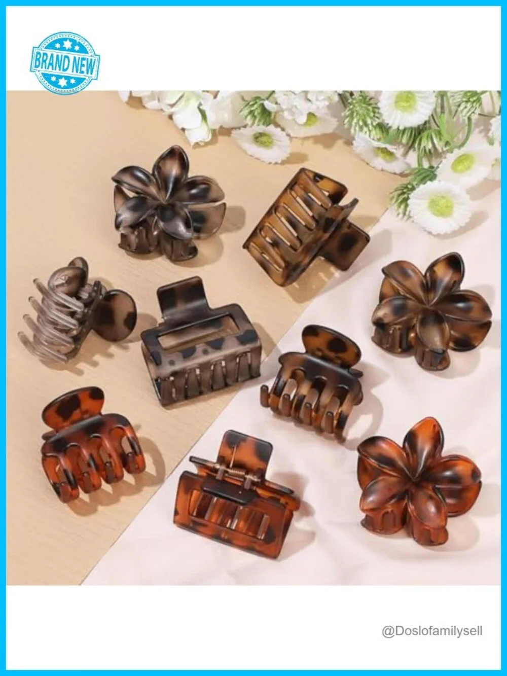 9 Pcs Small Hair Claws for Thin Hair, Medium Hair Clips, Floral Square Hair